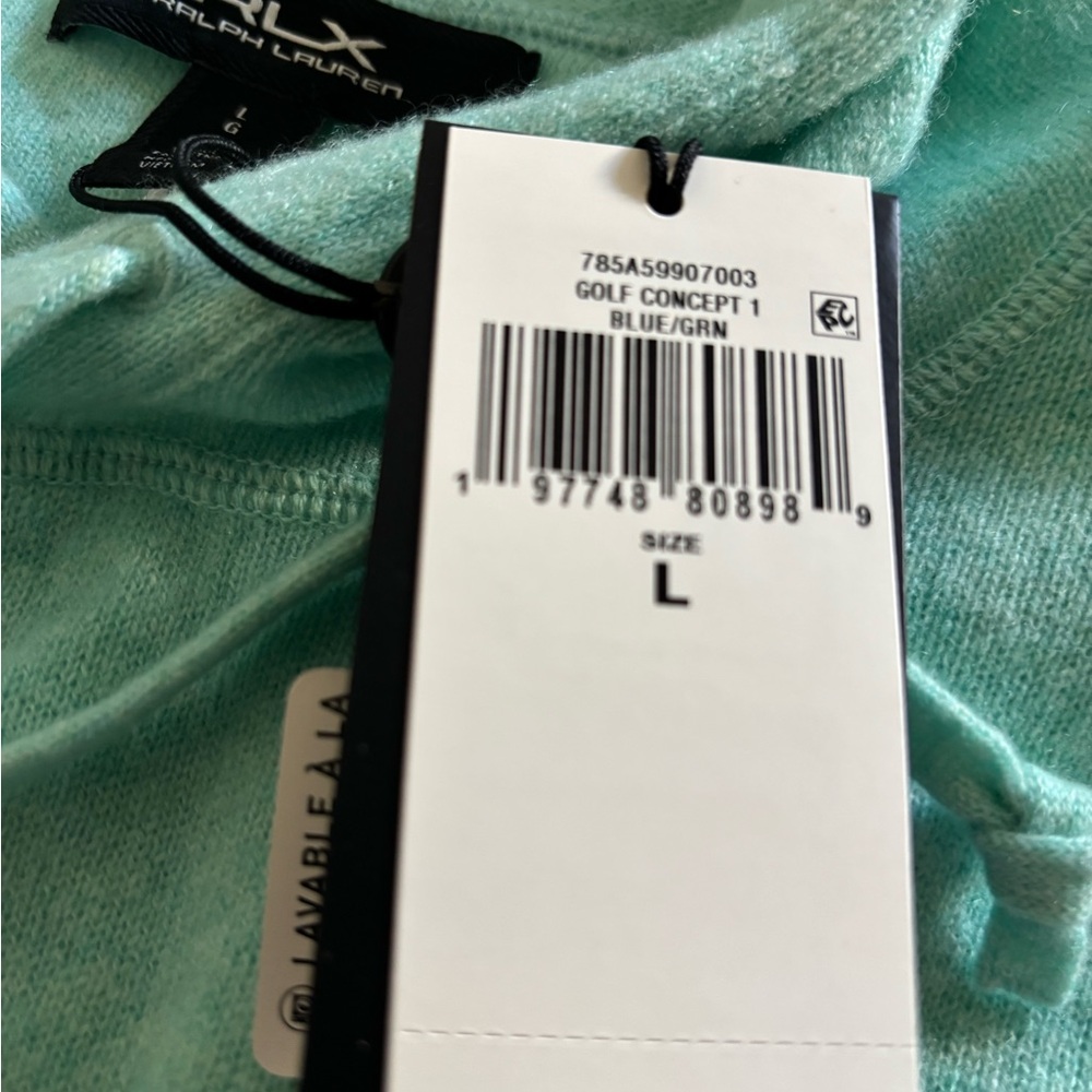 Ralph Lauren RLX Cashmere Light Blue/ Green Men's Sweater Hoodie - Picture 14 of 16